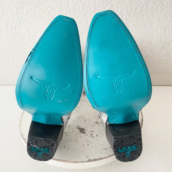 Lane SMOKESHOW Womens Cowboy Boots 6 Silver Western Cowgirl Mid Calf Pointed Toe - Picture 8 of 11
